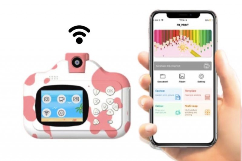 Детский фотоаппарат с моментальной печатью, видеосъемкой и играми (корова)