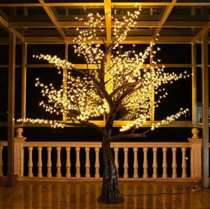 Светодиодное дерево Сакура 3м, 1632 LED с керамическим стволом (теплый белый)
